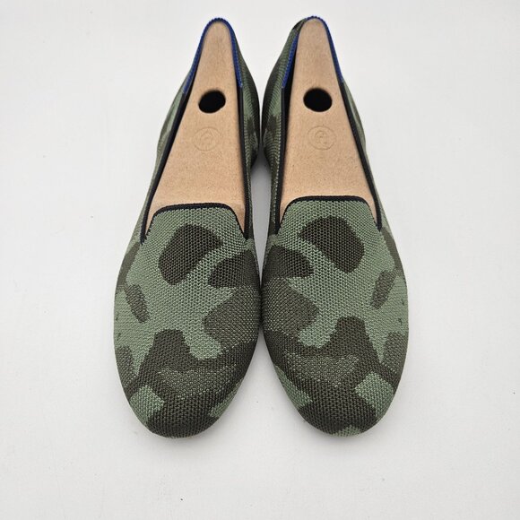 Rothys The Loafer Green Camo Slip On Flats Womens Sz 9.5 NEW - Picture 1 of 6